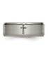 ფოტო #3 პროდუქტის Titanium Brushed Center 8 mm Cross Ridged Edge Wedding Band Ring