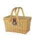 Gingham Lined Woodchip Picnic Basket With Lid and Movable Handles