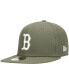 ფოტო #1 პროდუქტის Men's Olive Boston Red Sox Logo White 59FIFTY Fitted Hat