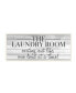 Laundry Room Funny Word Bathroom Black and White Design Wall Plaque Art, 7" x 17"