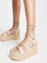 Фото #1 товара MIM Punta Umbria ghilly espadrilles flatforms in taupe