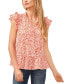 Фото #1 товара Women's Printed Ruffle Trimmed Tie-Neck Blouse