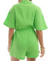 ASOS DESIGN beach double gauze oversized shirt playsuit in green