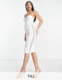 Фото #1 товара Vesper Tall lace insert bandeau midi dress in white