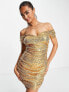 Фото #1 товара In The Style exclusive sequin off shoulder mini dress in gold