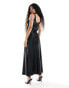 Фото #8 товара Miss Selfridge Petite satin scoop neck bias maxi dress in black