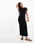 Фото #2 товара ASOS DESIGN soft touch capped sleeve scoop back maxi dress with in black