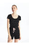 Фото #1 товара Пижама LCW DREAM с короткими рукавами и шортами с узором на горловине для женщин