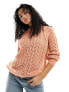 Фото #1 товара ASOS DESIGN crew neck jumper in loose pointelle stitch in apricot