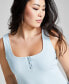 Фото #3 товара Women's Second-Skin Ribbed Henley Bodysuit, Created for Macy's