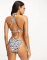 Фото #2 товара Wolf & Whistle Exclusive Fuller Bust mix & match high leg tie side bikini bottom in zebra print