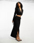 Фото #1 товара 4th & Reckless satin trim asymmetric maxi skirt co-ord in black