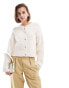 Фото #1 товара ASOS DESIGN knitted crew neck cardigan in textured stitch with gold buttons in cream