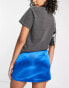 Фото #6 товара Topshop Tall double seam satin mini skirt in cobalt