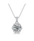 Фото #1 товара Sterling Silver White Gold Plated with 2ctw Lab Created Moissanite Cluster Lace Halo Flower Pendant Necklace