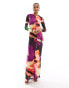 Фото #6 товара Vero Moda Tall long sleeved lettuce edge mesh dress in abstract print