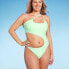 Women's One Shoulder Cut Out One Piece Swimsuit - Wild Fable Light Green S