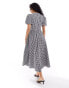 Nobody's Child Starlight puff sleeve midaxi dress in black and white gingham