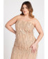 Фото #3 товара Plus Size Strapless Fringe Sequin Midi Dress