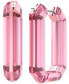 ფოტო #4 პროდუქტის Swarovaki Silver-Tone Pink Crystal Octagon Hoop Earrings