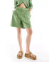 Фото #4 товара Mango linen co-ord shorts in light green