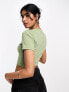 Фото #7 товара Nike mini swoosh slim crop t-shirt in oil green