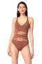 Bleu Rod Beattie Women's Crisscross Mesh One Piece Swimsuit Chocolate Truffle 10