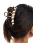 ASOS DESIGN metal hair claw in wave detail in gold tone