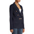 Фото #4 товара Attitude Unknown Double Breasted Blazer Women's Medium Blue Metallic Buttons