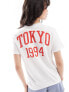 Pieces oversized Toyko t-shirt in white and red TOKYO RED, XS - фото #3