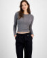 ფოტო #1 პროდუქტის Juniors' Seamless Ribbed Long Sleeve Top