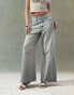 ASOS DESIGN wide leg jean with twisted seam in light wash Синий, W25 L32 - фото #4