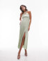 Topshop ring detail maxi dress in sage