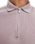 ASOS DESIGN waffle polo with zip in purple