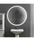 32 X 32 Inch Round Frameless LED Illuminated Bathroom Mirror, Touch Button Defogger, Metal
