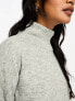 Vila high neck jumper in light grey melange