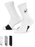 Фото #1 товара Nike Basketball Everyday unisex 3 pack of socks in white, grey and black