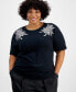 Фото #4 товара Plus Size Embellished Cotton T-Shirt, Created for Macy's