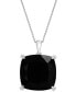 ფოტო #1 პროდუქტის Onyx & Diamond Accent Necklace, 17" + 1" extender