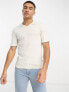 Only & Sons knitted polo with revere collar in white