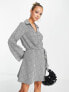 Фото #1 товара ASOS DESIGN collared wrap mini dress with D-ring tie detail in mono check
