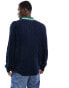 Tommy Jeans regular v-neck cable jumper in navy