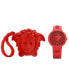 ფოტო #2 პროდუქტის Women's Swiss Medusa Pop Red Silicone Strap Watch 39mm Set