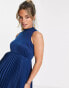 Closet London Maternity high neck pleated midi dress in navy