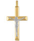 Фото #1 товара Esquire Men's Jewelry two-Tone Crucifix Pendant in Sterling Silver & 14k Gold-Plate, Created for Macy's
