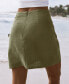 Women's Olive Wrap & Tie Mini Cover-Up Skirt