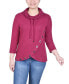 ფოტო #1 პროდუქტის Petite 3/4 Sleeve Top with Grommet Hem