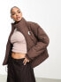 Фото #1 товара Karl Kani OG puffer jacket in brown with wavy zip detail