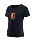 Women's Navy Detroit Tigers 2-Hit Front Twist Burnout T-shirt