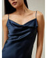 Фото #2 товара Women's Cowl Neck Oblique-layered Silk Dress for Women